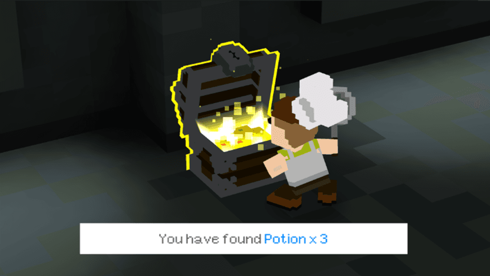Treasure/loot moment — data-authored items